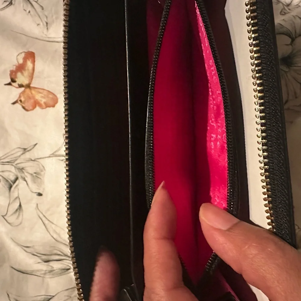 Kate Spade Black Piñata Wallet with Pink Interior